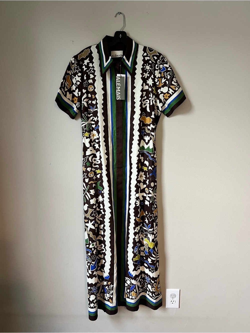 Alemais Black Floral & Stripe Polo Maxi Dress